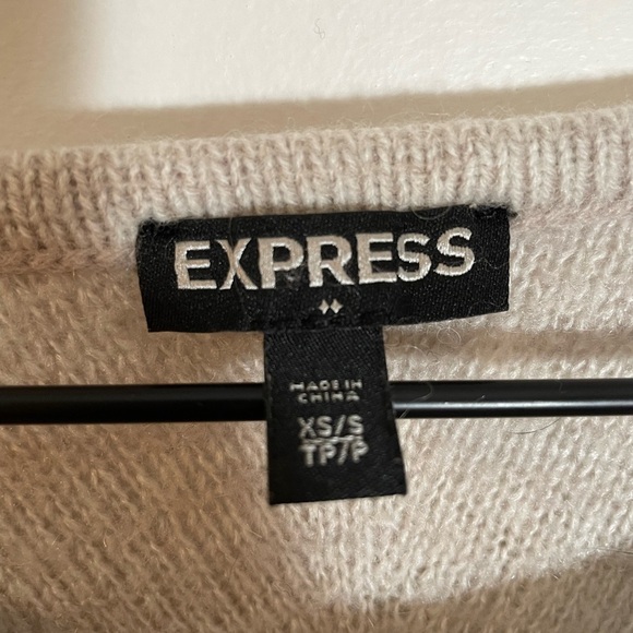 Express Asymmetrical Knit Sweater Wool Blend Size XSmall Neutral Beige Tan Ivory - Picture 2 of 10